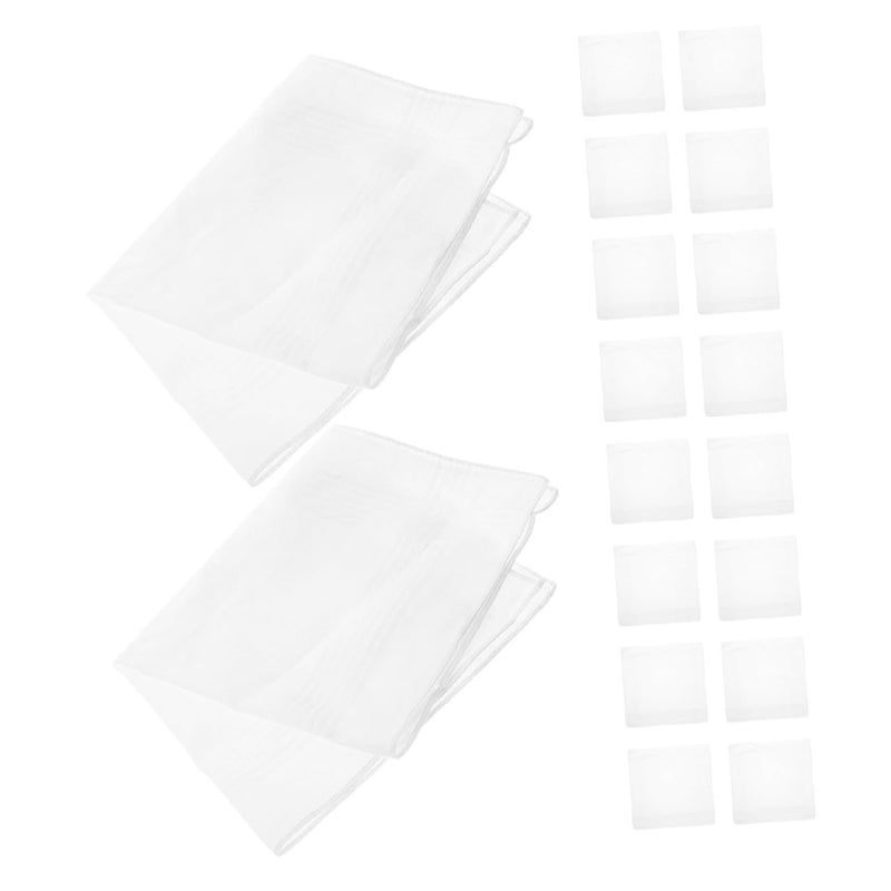 White Cotton Handkerchiefs 18 Pack Soft Reusable Pocket Squares Machine Washable - Image 2