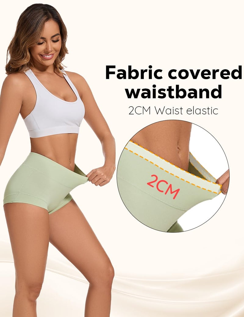 ALLBASE womens Cotton Underwear Ladies High Waisted Full Coverage Stretch Postpartum Panties Pack of 5 - Image 2