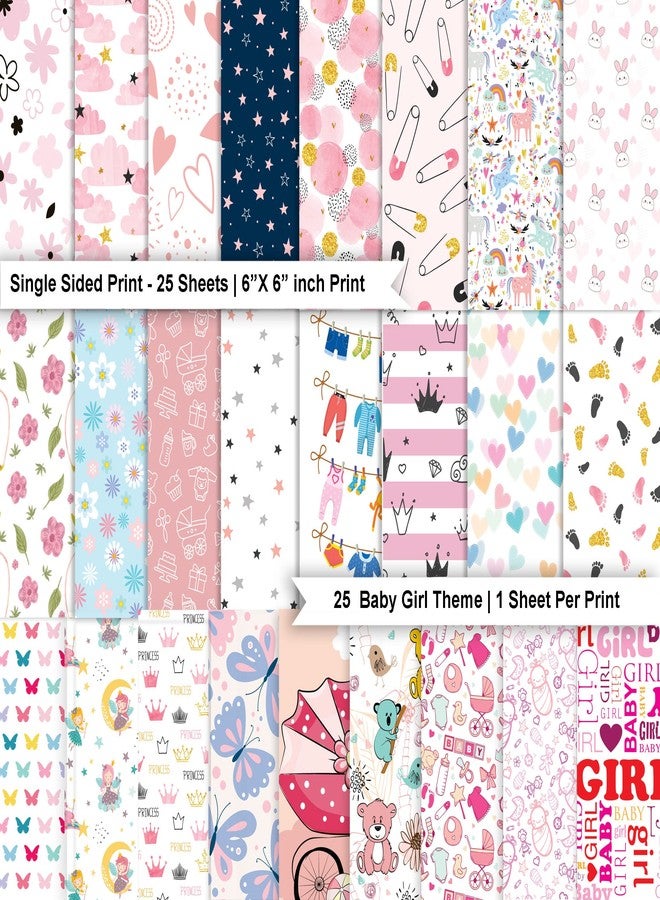 Inkdotpot 25 Sheets Baby Girl Scrapbook Paper Pad 6x6, Single-Sided Scrapbook Paper- Colorful Cardstock Paper Scrapbooking DIY Decorative Background Cardmaking Supplies- Journal Craft Paper - Image 2