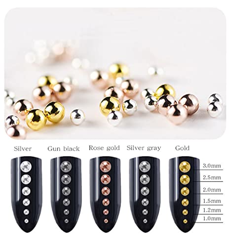Bellecrey 0.8mm Mini Small Nail Beads Stainless Steel Beads Nail Chain Charms Nails Art Decorations Gun Grey Nail Studs Gold Caviar Nail Charms DIY Tool Nail Studs Accessories Cold Nail Gems (Gold) - Image 5