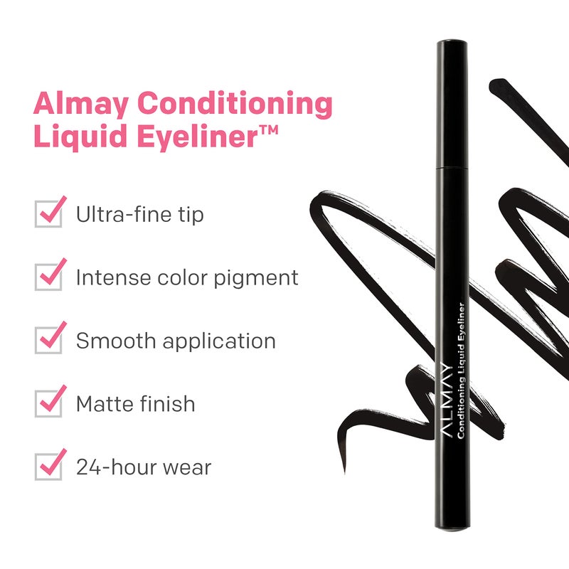 Almay Conditioning Liquid Eyeliner, Longwearing, Waterproof, Hydrating, Stocking Stuffer for Women, 10 Black, 0.03 fl oz - Image 5