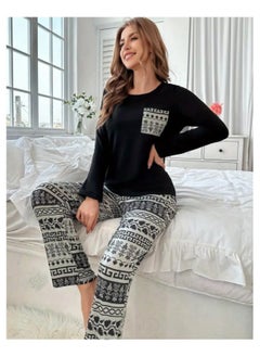 Generic Women Pajama Set Long Sleeves and Long Pants Pyjama 2 Piece Loungewear For Ladies  - Image 1
