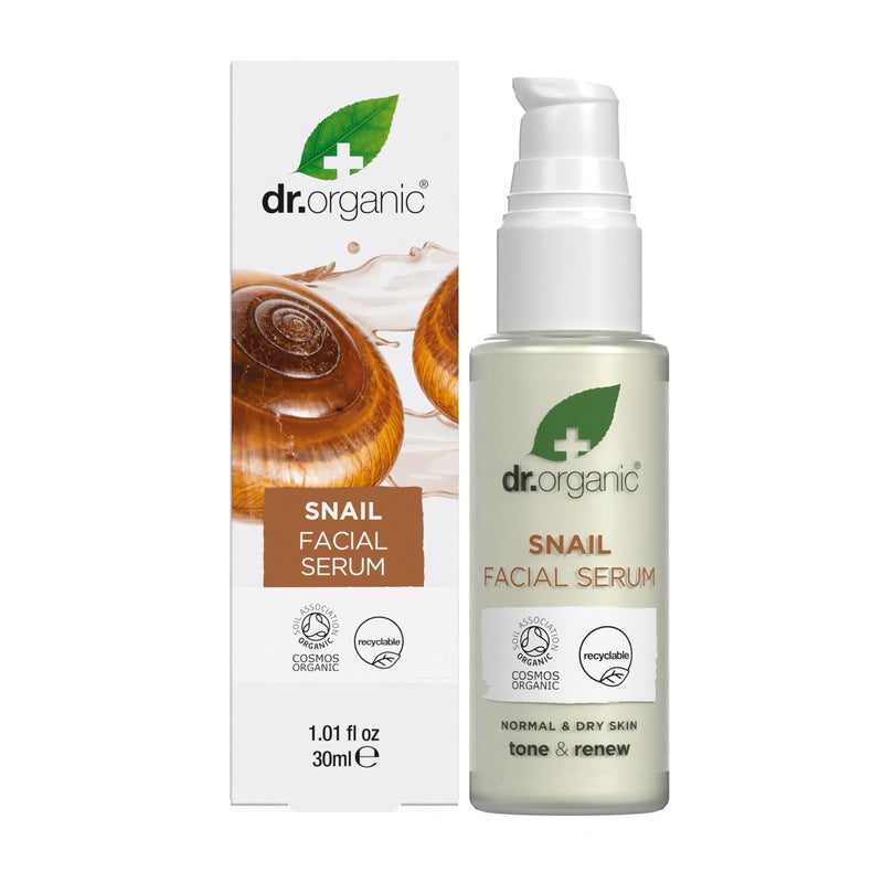 dr.organic Dr. Organic Snail Gel Facial Serum | Hydrates and Restores Skin, Reduces Fine Lines, Natural, Certified Organic, Paraben & SLS-Free, 30 mL / 1 fl oz - Image 1