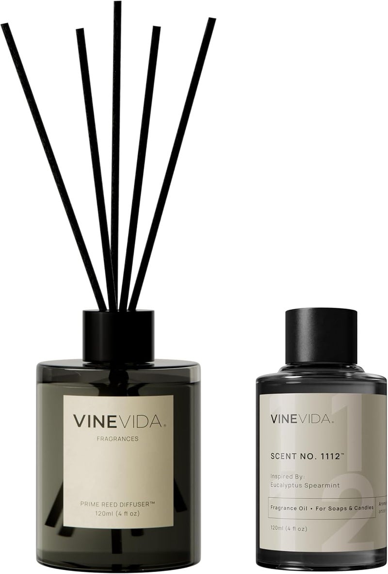 VINEVIDA | Eucalyptus Spearmint | Reed Diffuser for Home & Bathroom | Long-Lasting Scent Sticks Set | Oil Stick Diffuser | Bathroom Scent - Image 1