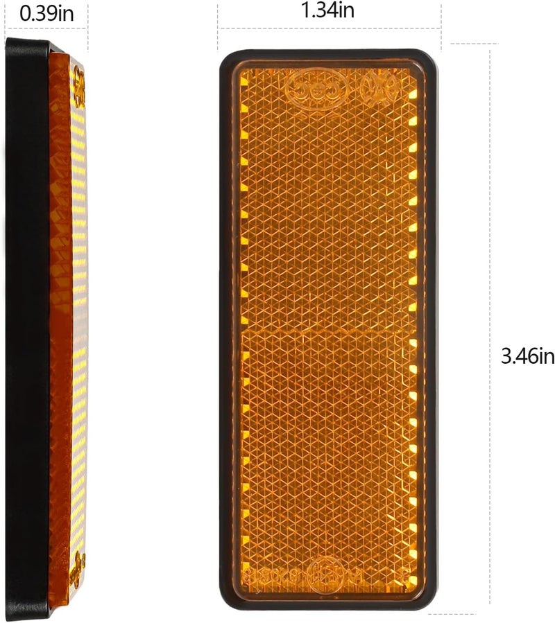 Yinaolan 10 Pack Yellow Self Adhesive Rectangle Reflectors - E11 Approved Road Safety Stick-on Reflectors - Image 2