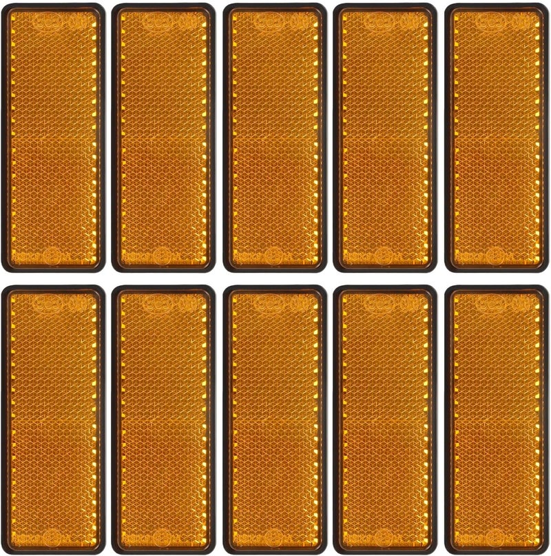 Yinaolan 10 Pack Yellow Self Adhesive Rectangle Reflectors - E11 Approved Road Safety Stick-on Reflectors - Image 1