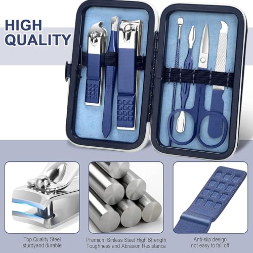 Aceoce Travel Manicure Set Mens Grooming Kit Stainless Steel Nail Clippers Nail Care Tool with Luxurious Travel Case Manicure Pedicure Set Professional Personal Care Gift for Men Family Friends - Image 2