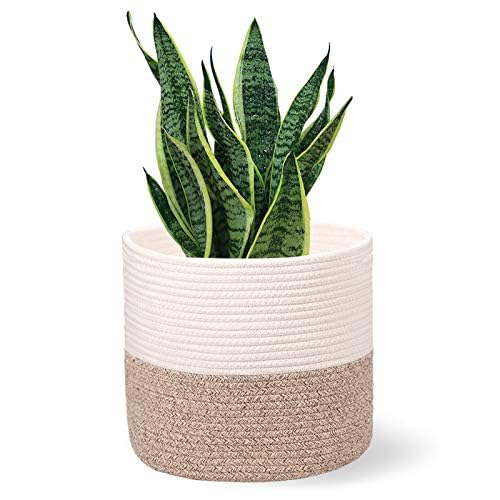 Oradrem Planter Baskets for Indoor 11" Planters Cotton Rope Flower Plant Pots Cover,Woven Storage Baskets for Crafts, Organization Modern Home Decor 11"x11"Khaki - Image 2