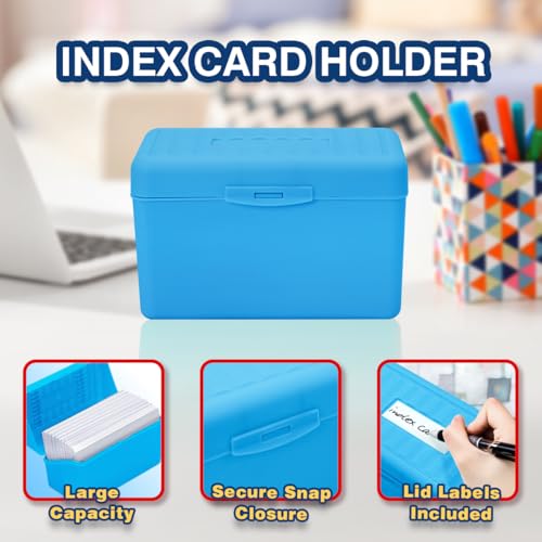 H4D 3x5 Index Card Holder with 100 Heavyweight Ruled Index Cards and 25 Plastic Dividers, Blue - Image 3