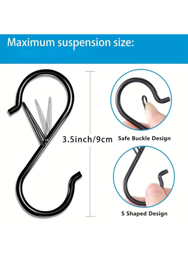 Black Heavy Duty S Hooks 8 Pack With Safety Latch For Kitchen Hanging - Image 3