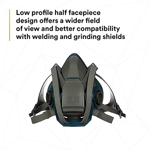 3M Rugged Comfort Quick Latch Half Facepiece Reusable Respirator 6502QL, NIOSH, Cool Flow Exhalation Valve, Bayonet Connection, Silicone Face Seal, for Gases, Vapors, Dust, Maintenance, Construction,M - Image 3