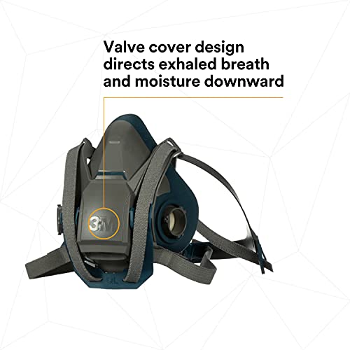 3M Rugged Comfort Quick Latch Half Facepiece Reusable Respirator 6502QL, NIOSH, Cool Flow Exhalation Valve, Bayonet Connection, Silicone Face Seal, for Gases, Vapors, Dust, Maintenance, Construction,M - Image 4
