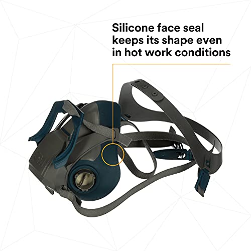 3M Rugged Comfort Quick Latch Half Facepiece Reusable Respirator 6502QL, NIOSH, Cool Flow Exhalation Valve, Bayonet Connection, Silicone Face Seal, for Gases, Vapors, Dust, Maintenance, Construction,M - Image 5