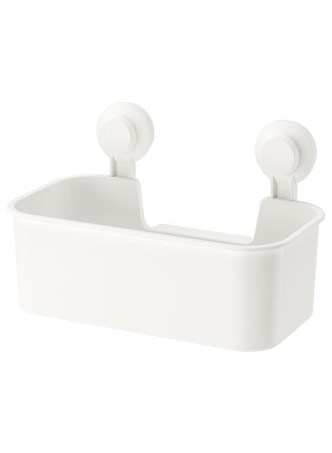 TISKEN Basket with suction cup, white - Image 1