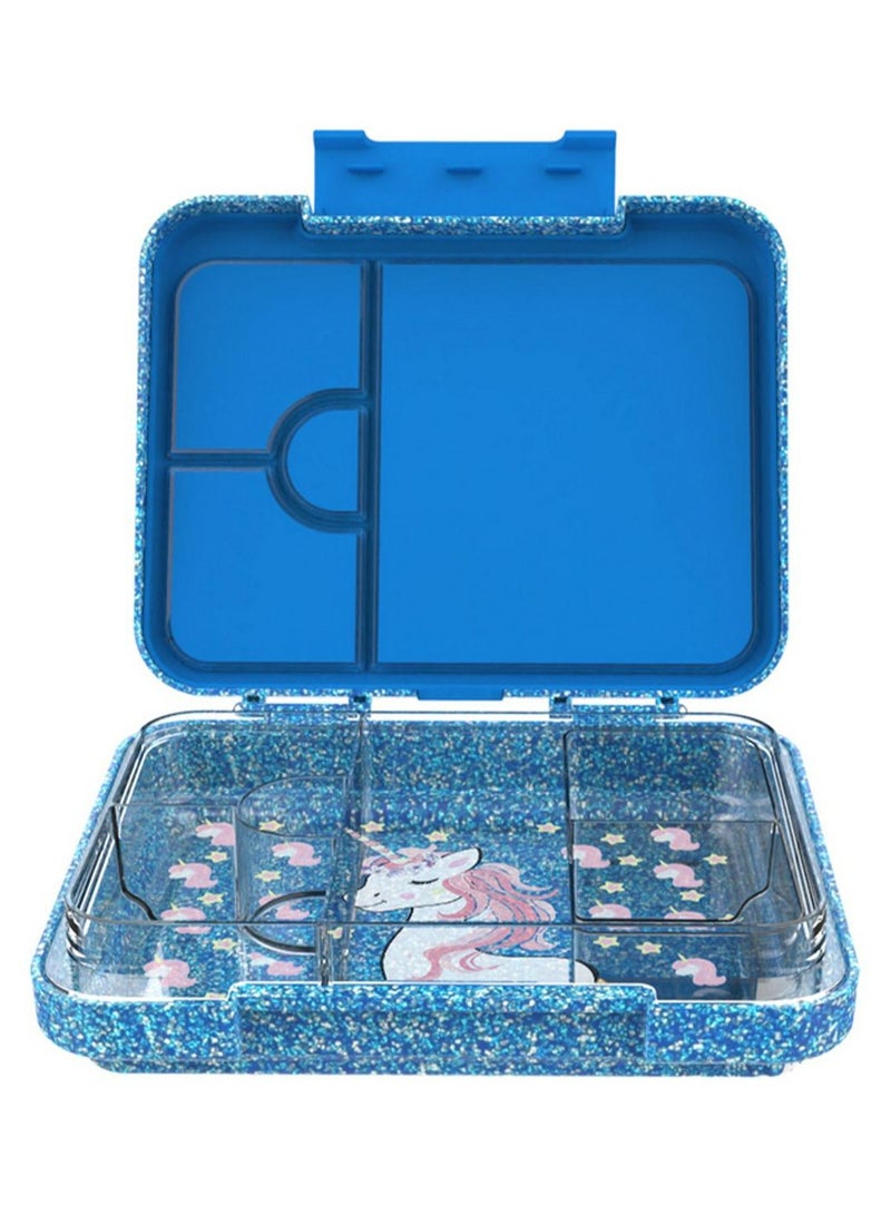 Starmarz StarMarz - Unicorn Blue Bento Glitter Lunch Box wth Plastic Water Bottle Shark (480ml) - Pink - Image 5