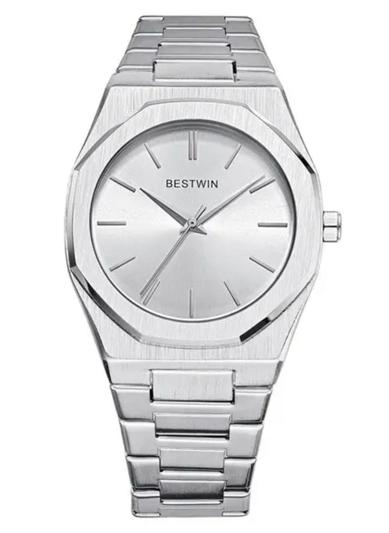 Bestwin Slim Watch for Men Limited Edition by Bestwin Silver Band with Silver Dial  - Image 1