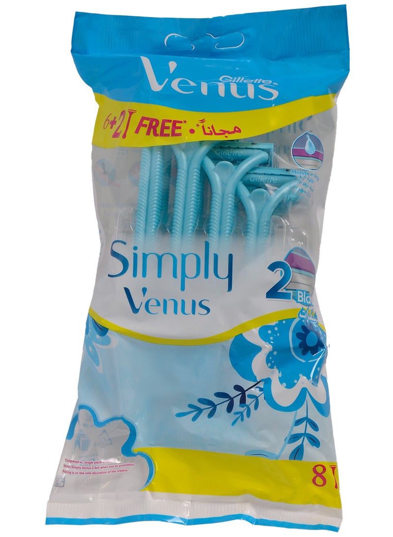 جيليت سيمبلي فينوس 2 شفرات للاستخدام مرة واحدة 6+2 - Image 1