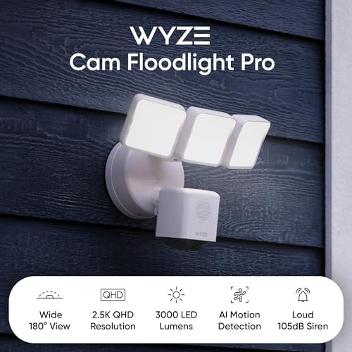 WYZE Floodlight Camera Pro, PCMag Editors' Choice 3000-Lumen LEDs, 2.5K HD Outdoor Security Camera, 180° Wide View, Motion Detection, Color Night Vision, Works with Alexa & Google - Image 2