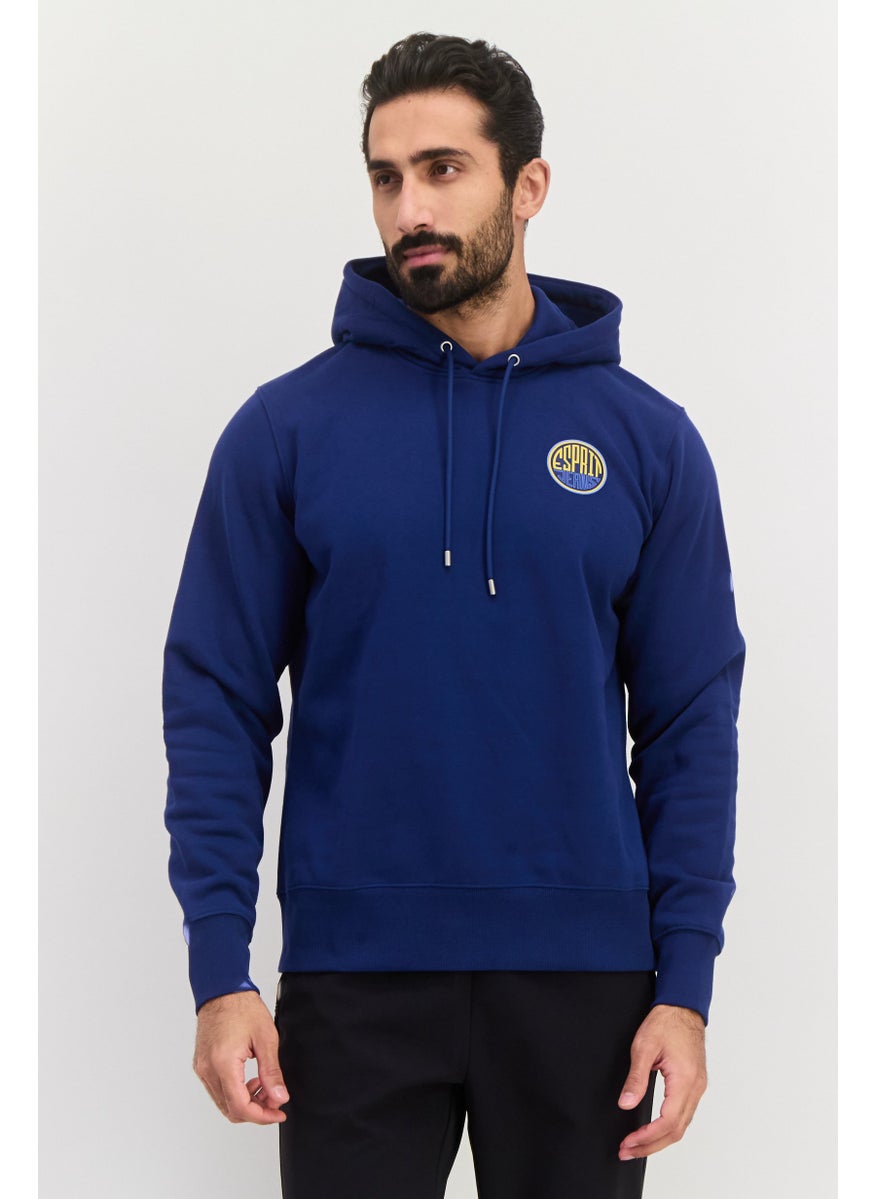 ESPRIT Men Hooded Brand Logo Long Sleeves Sweatshirt, Dark Blue  - Image 1