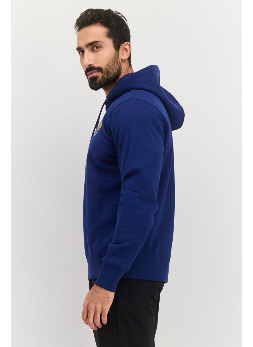 ESPRIT Men Hooded Brand Logo Long Sleeves Sweatshirt, Dark Blue  - Image 2