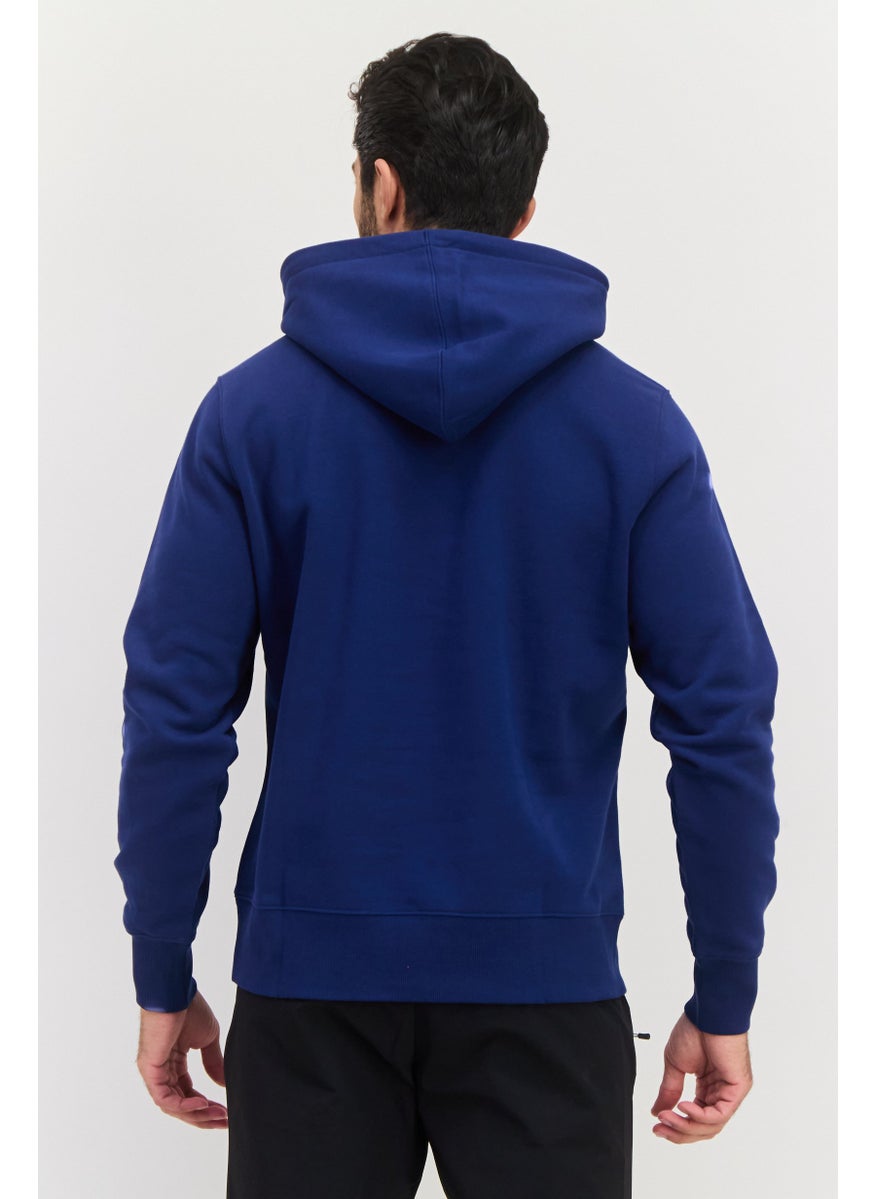 ESPRIT Men Hooded Brand Logo Long Sleeves Sweatshirt, Dark Blue  - Image 3