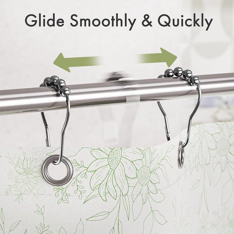 Amazer Shower Curtain Rings, Rust-Resistant Metal Shower Hooks Ring Shower Rings for Curtain Rolling Shower Curtain Hooks for Bathroom Shower Rod Shower Curtain Hangers, Set of 12, Chrome - Image 3