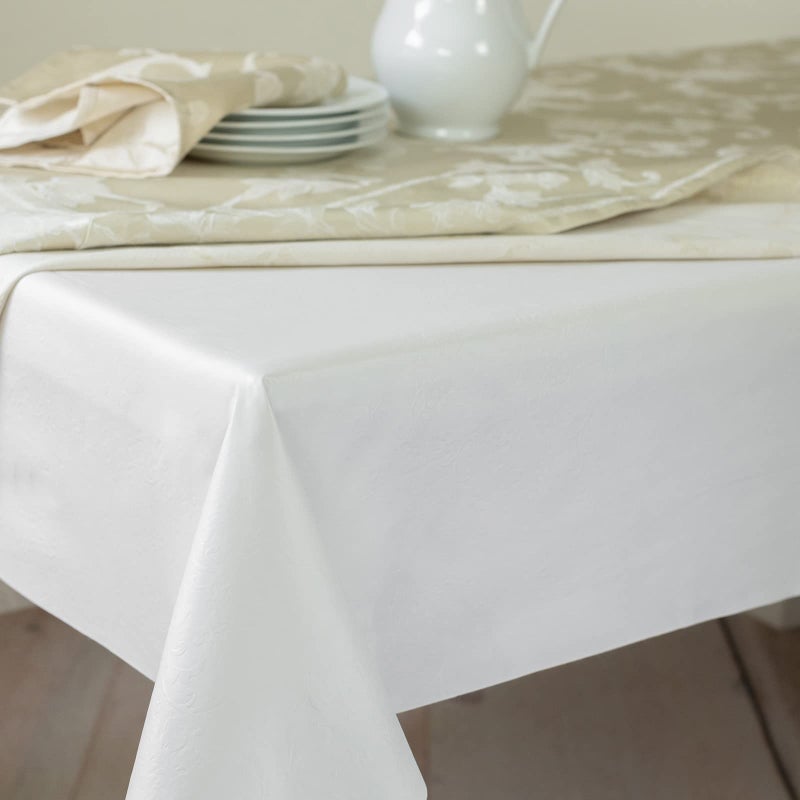 Benson Mills Deluxe Heavy Duty Vinyl Table Pad, Premium Table Protector, Waterproof with Flannel Backing, Quilted Design and Customizable (Off-White, 52" X 90" Rectangular) - Image 1