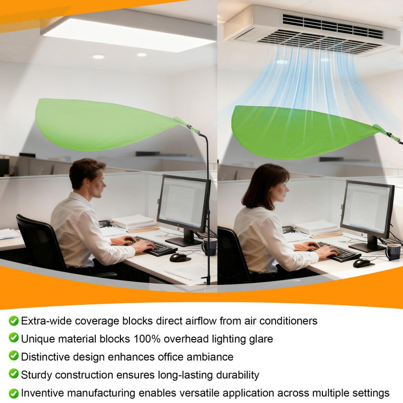 P Polerden Green Office Cubicle Desk Shadeï¼ŒPortable Office Cubicle Shade to Block Overhead Lightï¼ŒAdjustable Desk Shade for Cubicle to Block Light & Reduce Glare - Image 4
