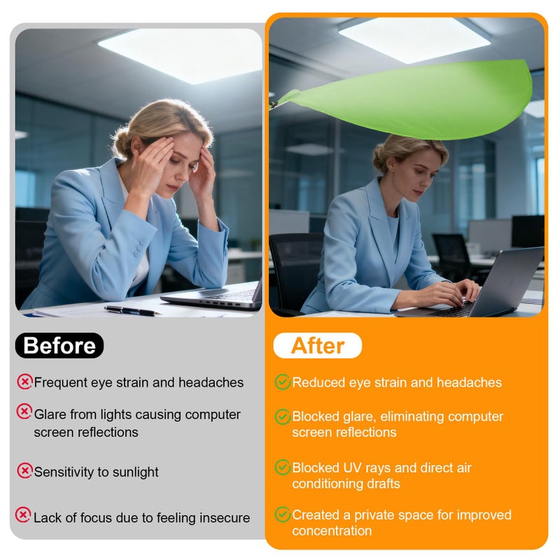 P Polerden Green Office Cubicle Desk Shadeï¼ŒPortable Office Cubicle Shade to Block Overhead Lightï¼ŒAdjustable Desk Shade for Cubicle to Block Light & Reduce Glare - Image 3
