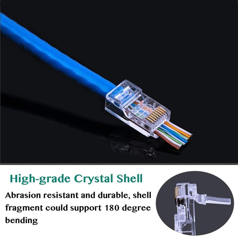 Greluma جريلوما ()، 100 قطعة من موصلات RJ45 من نوع CAT6، مزودة بأطراف مطلية بالذهب لأسلاك الإيثرنت. - Image 4