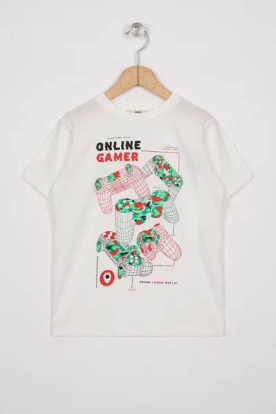 زيبكيدز Crew Neck Ecru Color Boy Tshirt