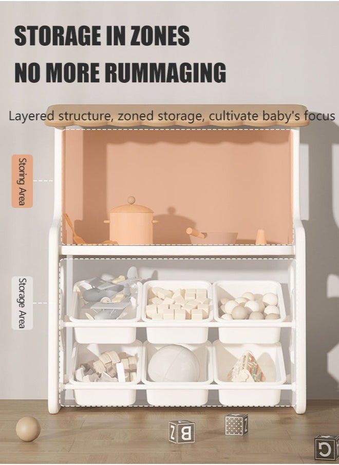 Arabest - Kids Multifunctional Bookshelf, and Toy Storage Shelf, Baby Toy Storage Cabinet, Book Shelf - Image 1