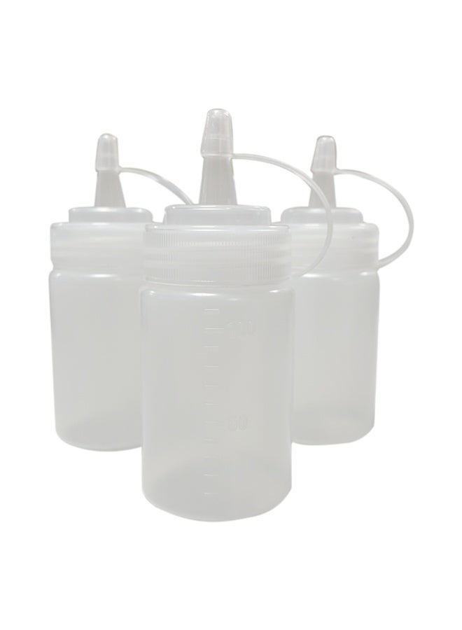 Ethic Solutions Pack of 3 Squeeze Bottles 120ml 4oz Plastic Condiment Dispensers with Caps for Ketchup, Mustard, Sauces, Oil Salad Dressing Refillable & Easy to Use - Image 1
