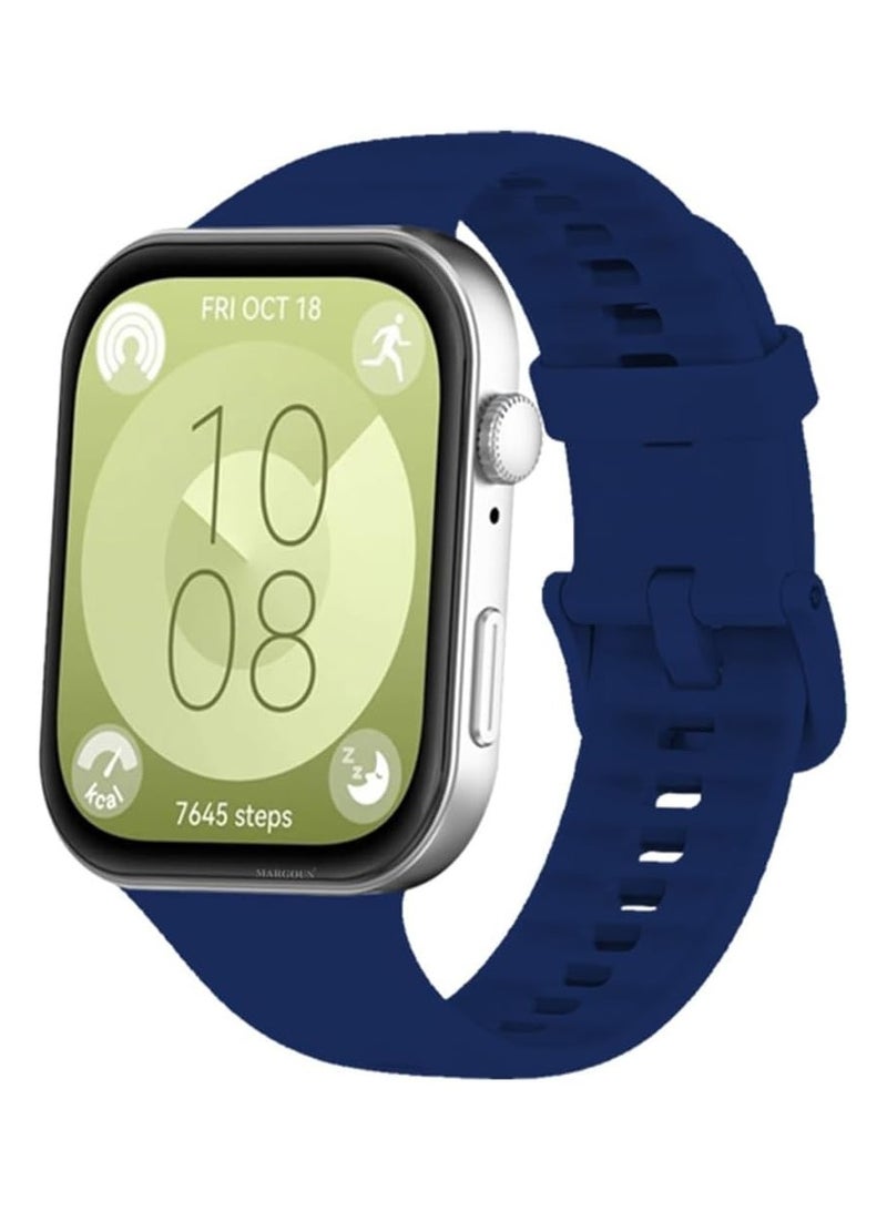 Silicone Strap Compatible with Huawei Watch Fit 3, Adjustable Silicone Sport Watch Band Replacement Wristband for Men Women (Blue) - Image 1