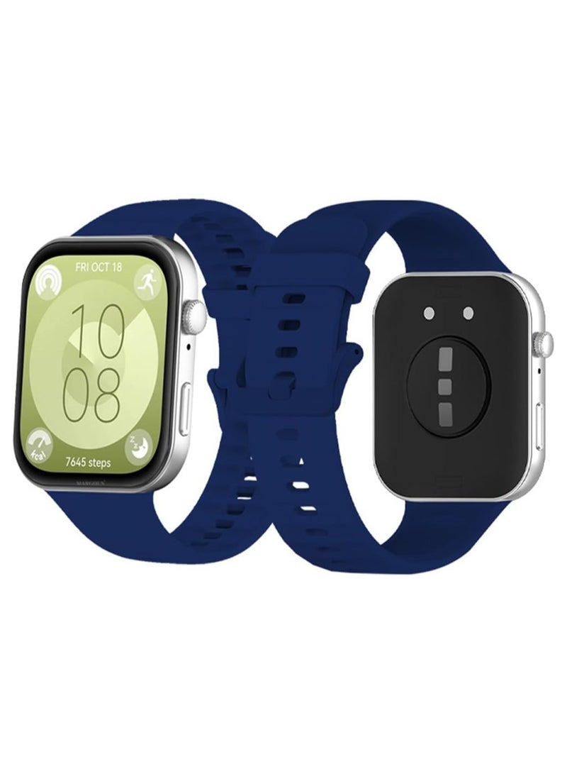 Silicone Strap Compatible with Huawei Watch Fit 3, Adjustable Silicone Sport Watch Band Replacement Wristband for Men Women (Blue) - Image 2