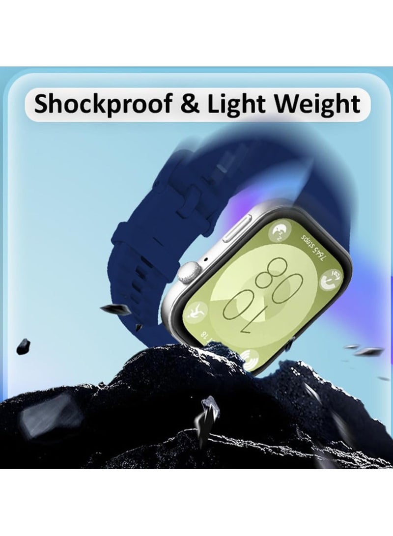 Silicone Strap Compatible with Huawei Watch Fit 3, Adjustable Silicone Sport Watch Band Replacement Wristband for Men Women (Blue) - Image 4