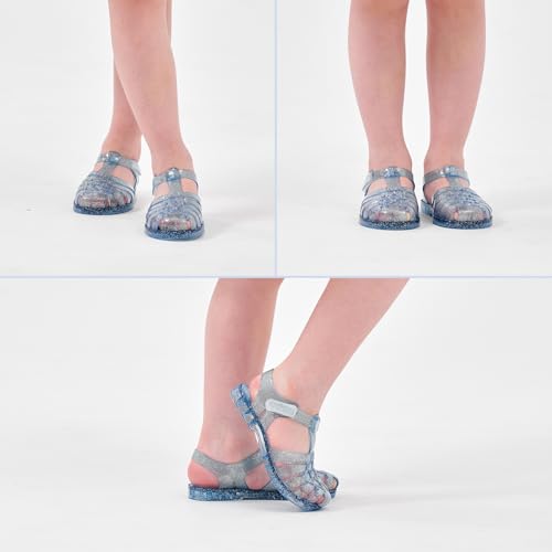 GUGUYeah Jelly Sandals for Girls,Closed Toe Princess Costume Summer Dress Shoes Fisherman Gladiator Water Beach Flat Sandals for Toddler/Little Kid/Big Kid(Black Glitter) - Image 5