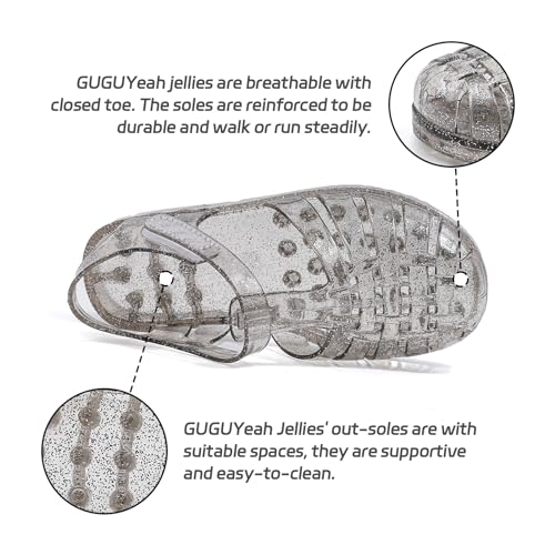 GUGUYeah Jelly Sandals for Girls,Closed Toe Princess Costume Summer Dress Shoes Fisherman Gladiator Water Beach Flat Sandals for Toddler/Little Kid/Big Kid(Black Glitter) - Image 4