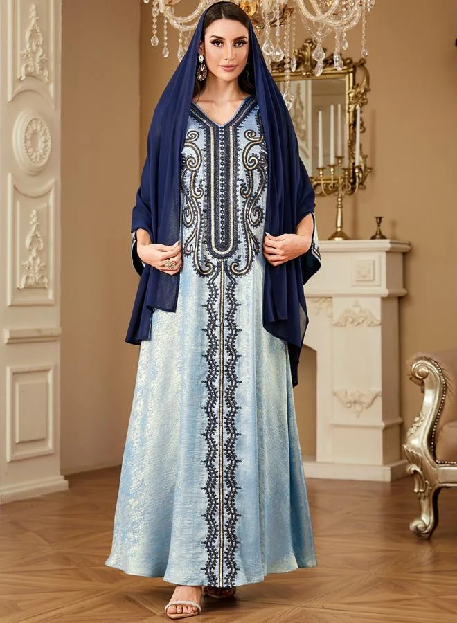 تايك تو جلابية نسائية مطرزة مع حجاب