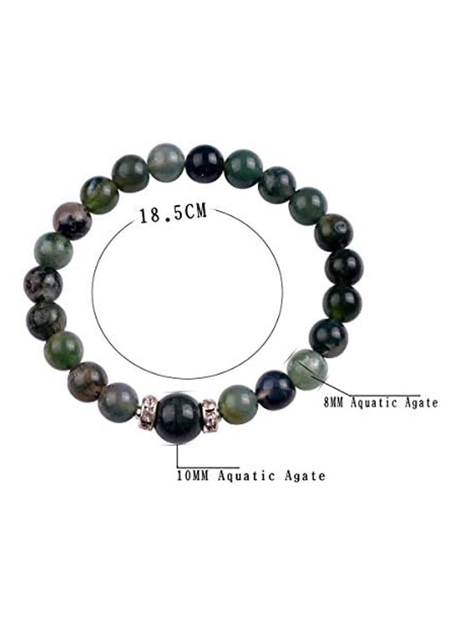 Joya Gift Jewelry Gemstone 8MM Round Beads Bracelet  Men, Stone Silver Gemstone, ocean grass agate  - Image 3