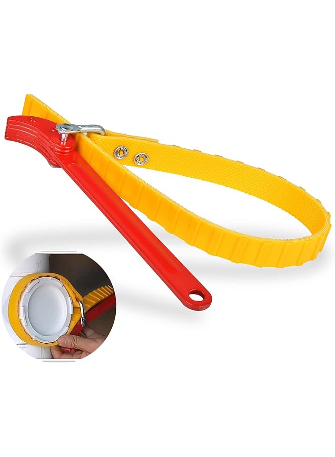 promass Adjustable Strap Wrench, 20cm Adjustable Strap and Steel Handle Removal Hand Tools, Multi-Purpose Auto Car Repair Spanner for Replacing Water Filter, PVC Pipe Joints, Oil Filter