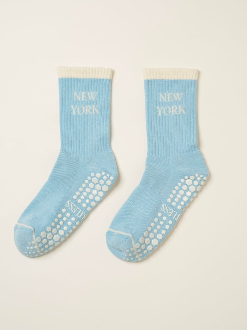 Shapes Studio Half Calf Grip Socks, Cute Fruit Pilates Socks, Ruffle Socks, Non-Slip for Barre Yoga (US, Numeric, 5, 10, Regular, Regular, New York Blue, Effortless Club) - Image 5
