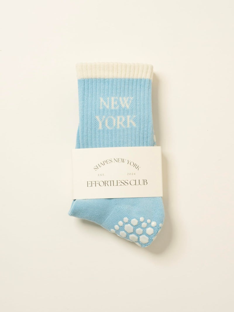 Shapes Studio Half Calf Grip Socks, Cute Fruit Pilates Socks, Ruffle Socks, Non-Slip for Barre Yoga (US, Numeric, 5, 10, Regular, Regular, New York Blue, Effortless Club) - Image 3