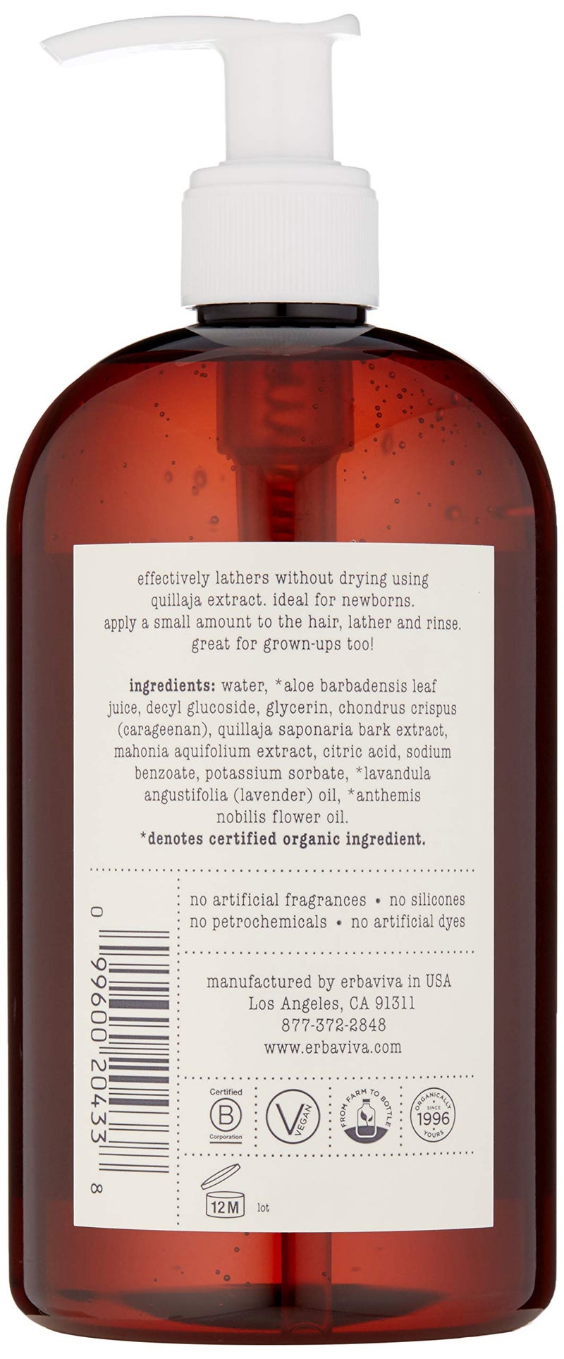 erbaviva Baby Shampoo, 16 Fl Oz - Image 2