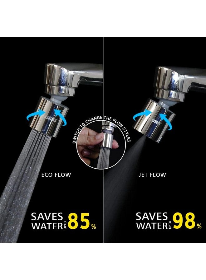 ECO365 Rotatable(360°)Swivel Dual Flow X22 Chrome Finish Aerator(Pack Of 1)|Fits In Both Inner(24Mm)&Outer(22Mm)Threaded Taps|Jet&Eco Flow For Maximum Water Saving,Standard - Image 3