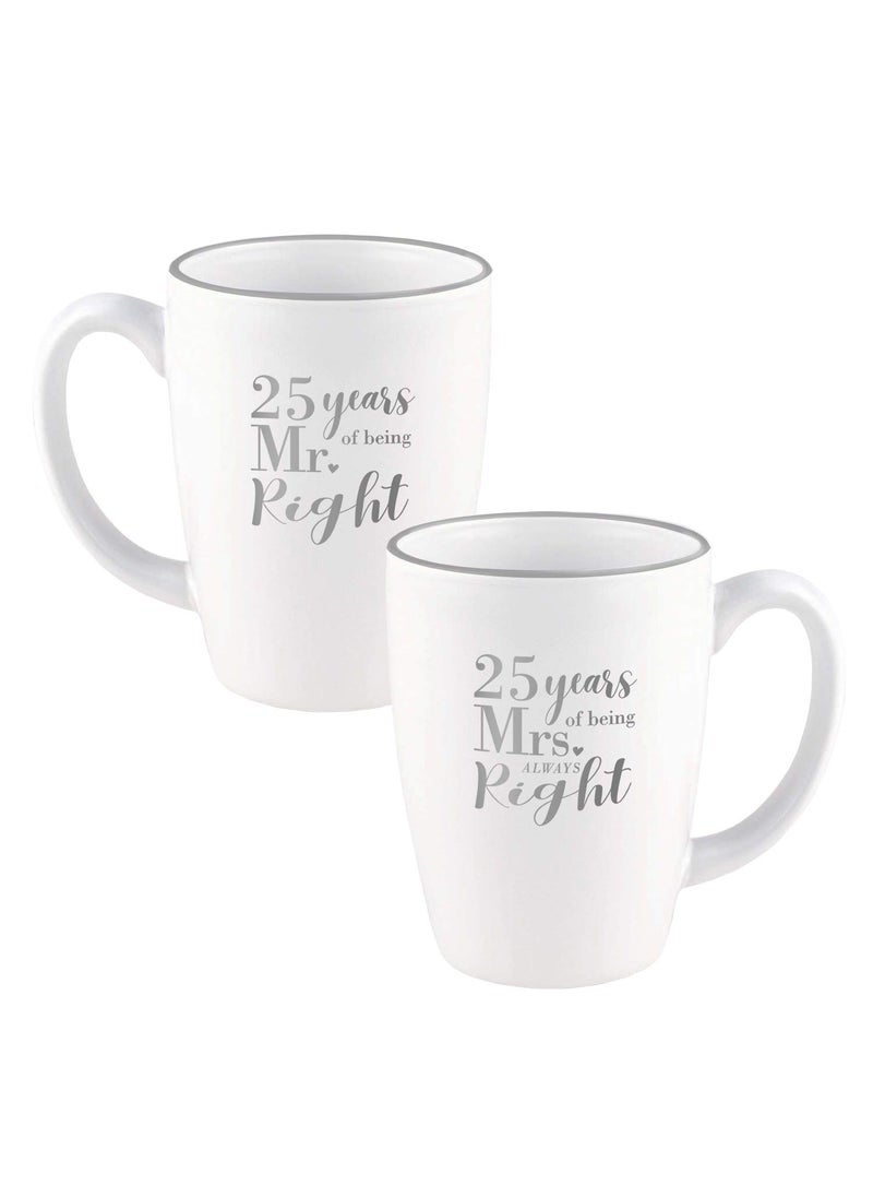 Canopy Street Canopy Street 25th Anniversary Mug Set  25th Anniversary Mr And Mrs Always Right Coffee Mug Set  25 Years Anniversary Mugs 