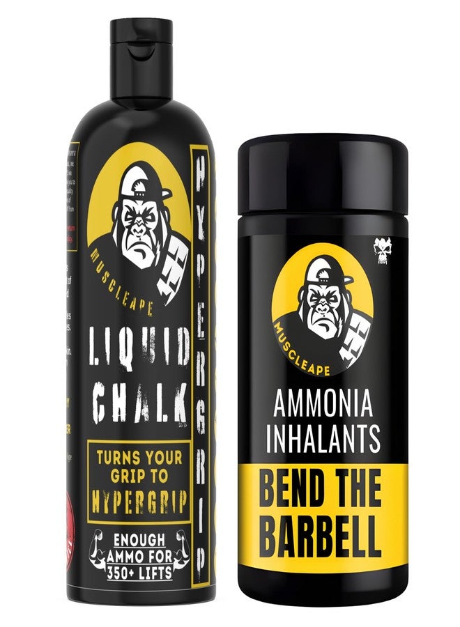 Muscleape Liquid Chalk 200ml with Smelling Salt| Perfect Combo for Powerlifters| Get A Steel Like Grip & Power of Strongest Smelling Salt. for All Gym & Strength Athletes. - Image 1