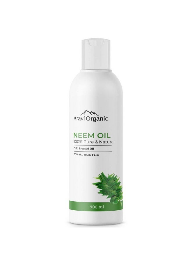 Aravi Organic - 100% Pure Cold Pressed Neem Oil - For Control Hair Fall & Dandruff, Skin Care, Acne, Pimples - 200 Ml - Image 1