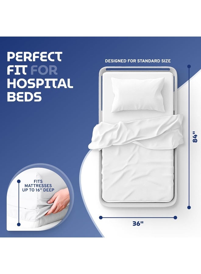 White Classic White Classic 3 Piece Hospital Bed Sheet Set, Soft Jersey Knitted T-Shirt Quality, 1 Flat, 1 Fitted, 1 Pillowcase  - Image 2