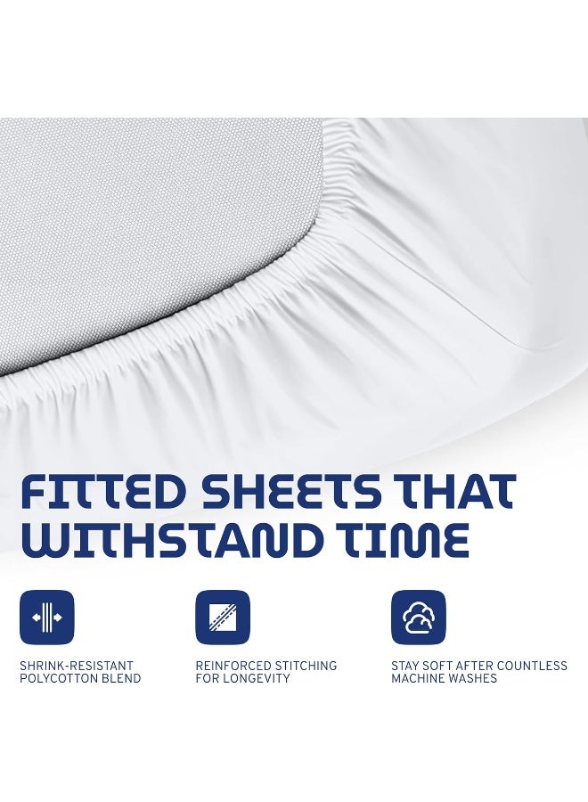 White Classic White Classic 3 Piece Hospital Bed Sheet Set, Soft Jersey Knitted T-Shirt Quality, 1 Flat, 1 Fitted, 1 Pillowcase  - Image 5